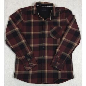 NOMAD Craft&Flow Flannel Shacket Men's L Burgundy Plaid Thermal Lined Work Shirt